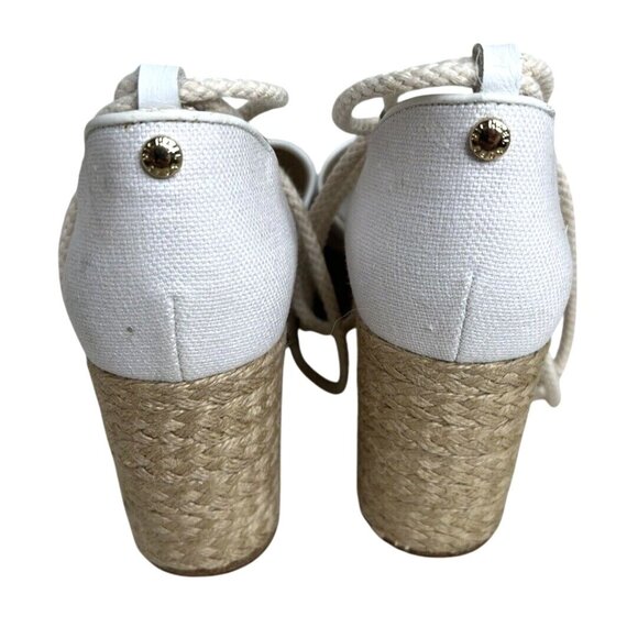 Michael Kors Womens Size 9M Rope Lace-Up White Espadrille Wedge Sandals - Picture 4 of 7